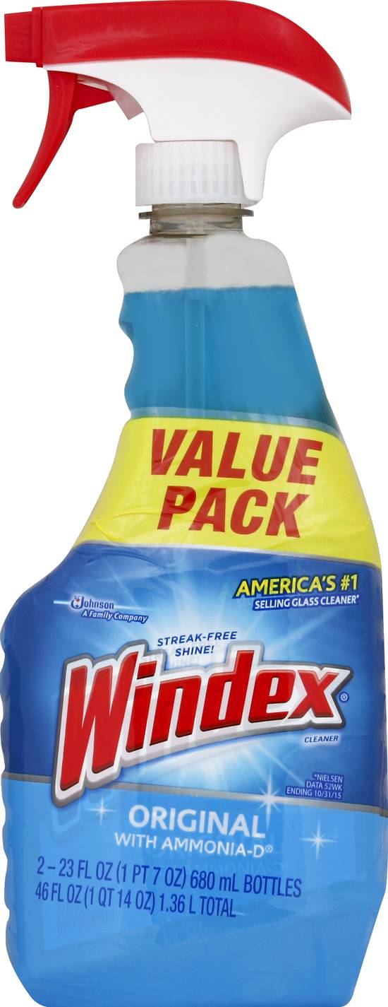 Windex Original Glass Cleaner With Ammonia Streak Free (2 ct