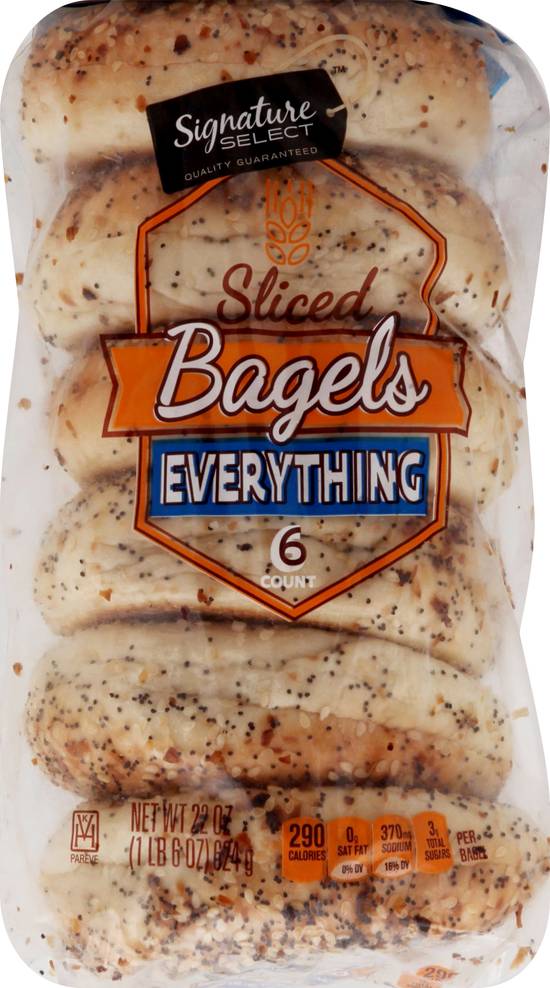 Signature Select Sliced Bagels (6 ct) | Delivery Near You | Uber Eats - Better Living Brands Llc Signature Select
