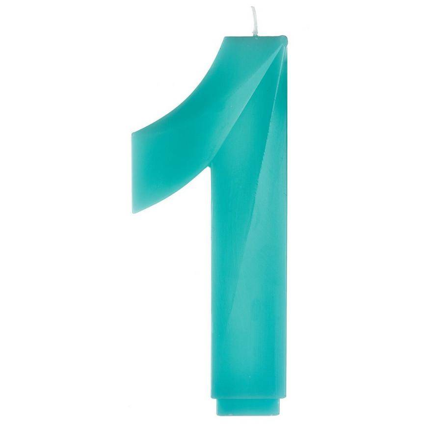 Teal Faceted Number 1 Birthday Candle, 5.25in