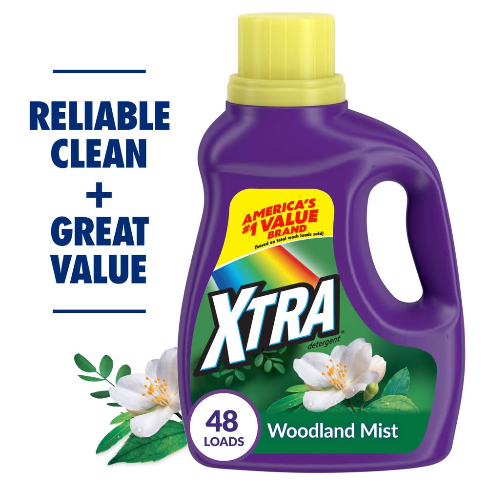 XTRA Mountain Rain Liquid Laundry Detergent, Woodland Mist (57.6 oz)