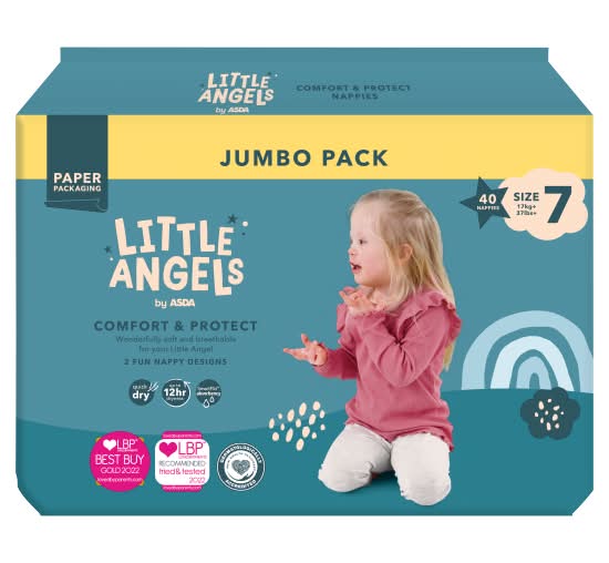 Asda Little Angels Comfort & Protect Size 7 17kg+ Jumbo Pack