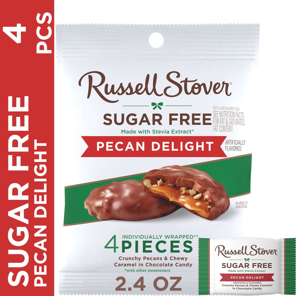 Russell Stover Sugar Free Chocolate Candy, Pecan Delight (2.4 oz, 4 ct)