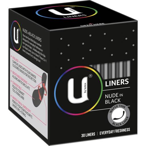 U By Kotex Nude Liners Black 30 Pack