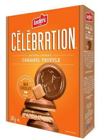 Leclerc biscuits au beurre au chocolat au lait célébration (240 g) - célébration caramel truffle butter cookies (240 g)