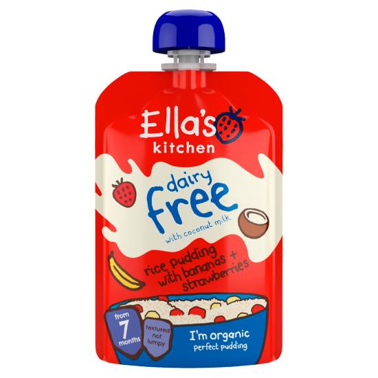 Ella's Kitchen Organic Rice Pudding With Bananas & Strawberries Baby Food Pouch 7+ Months