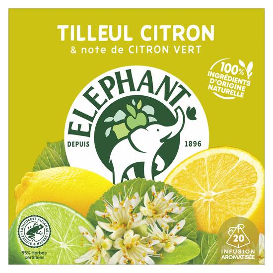 Elephant - Thé et infusion tilleul en sachets (28 g) (citron vert)