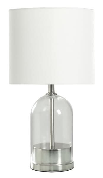 Glass & Silver Table Lamp with Shade, 18"