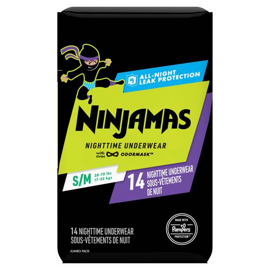Ninjamas Nighttime Underwear, S/M, 14CT