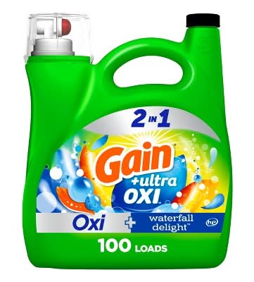Gain Ultra Oxi Liquid Laundry Detergent 107 Loads, Waterfall Delight (154 fl oz)