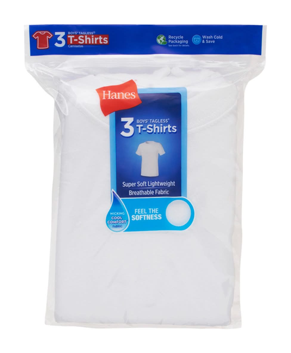 Hanes Boy's Crew T-Shirts, 2T, White (3 ct)