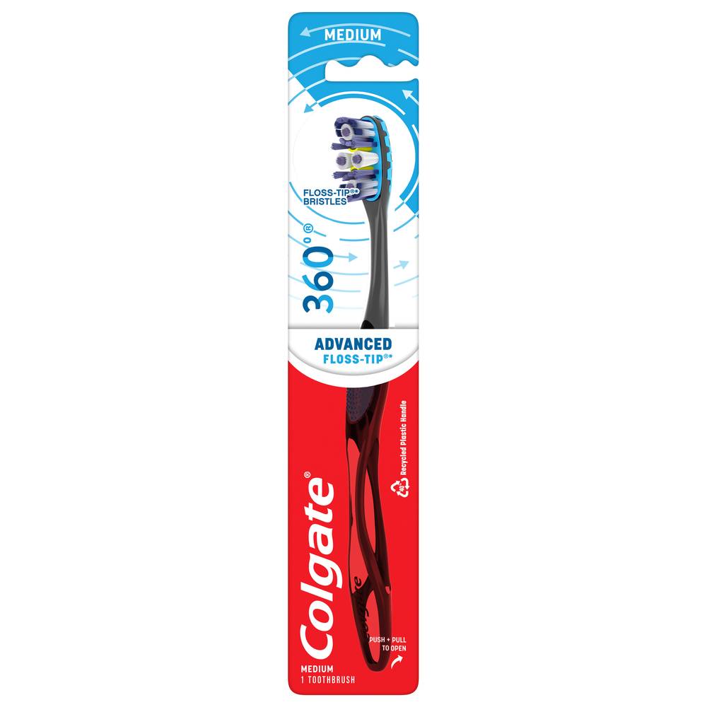 Colgate Advanced 360 Floss-Tip Bristles Medium Toothbrush (1 toothbrush)