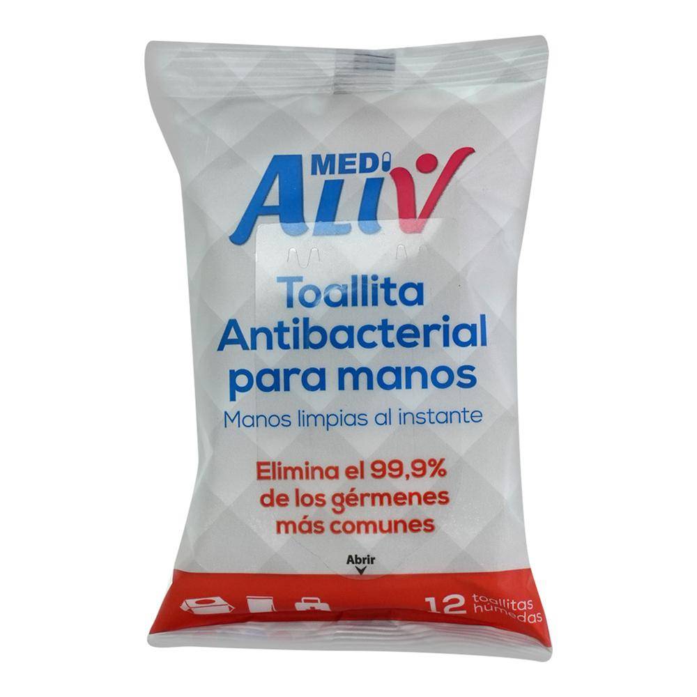 Medialiv toallitas antibacteriales para manos (bolsa 12 piezas)