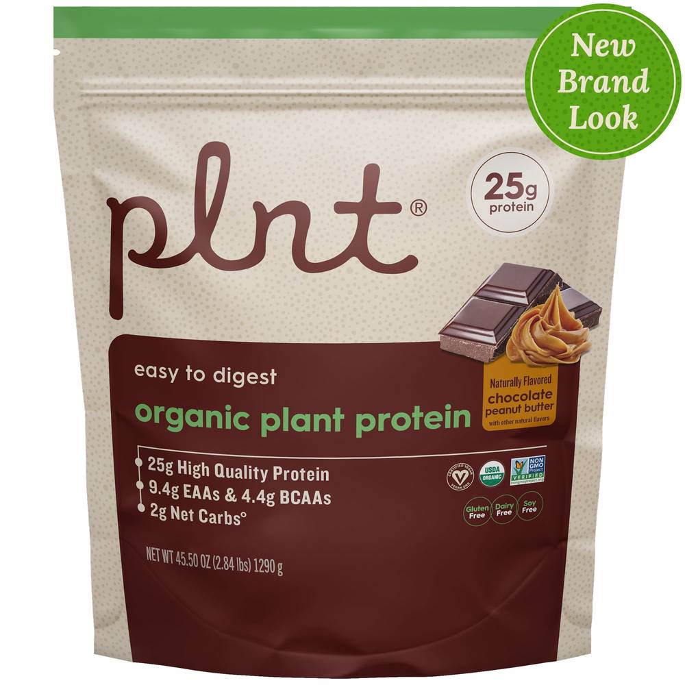 plnt Easy To Digest Organic Plant Protein, Chocolate-Peanut Butter (45.5 oz)