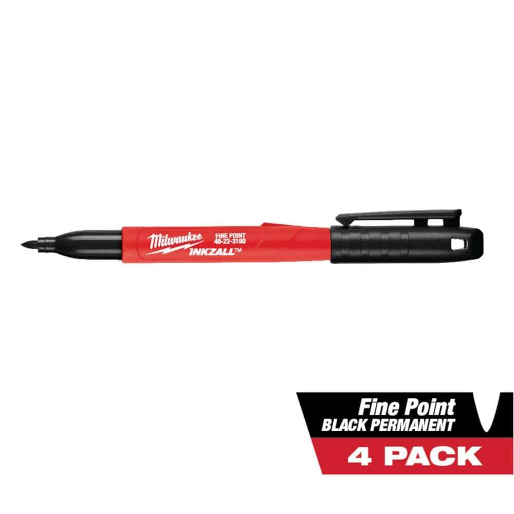 Milwaukee Inkzall Black Fine Point Jobsite Permanent Marker (4-Pack)