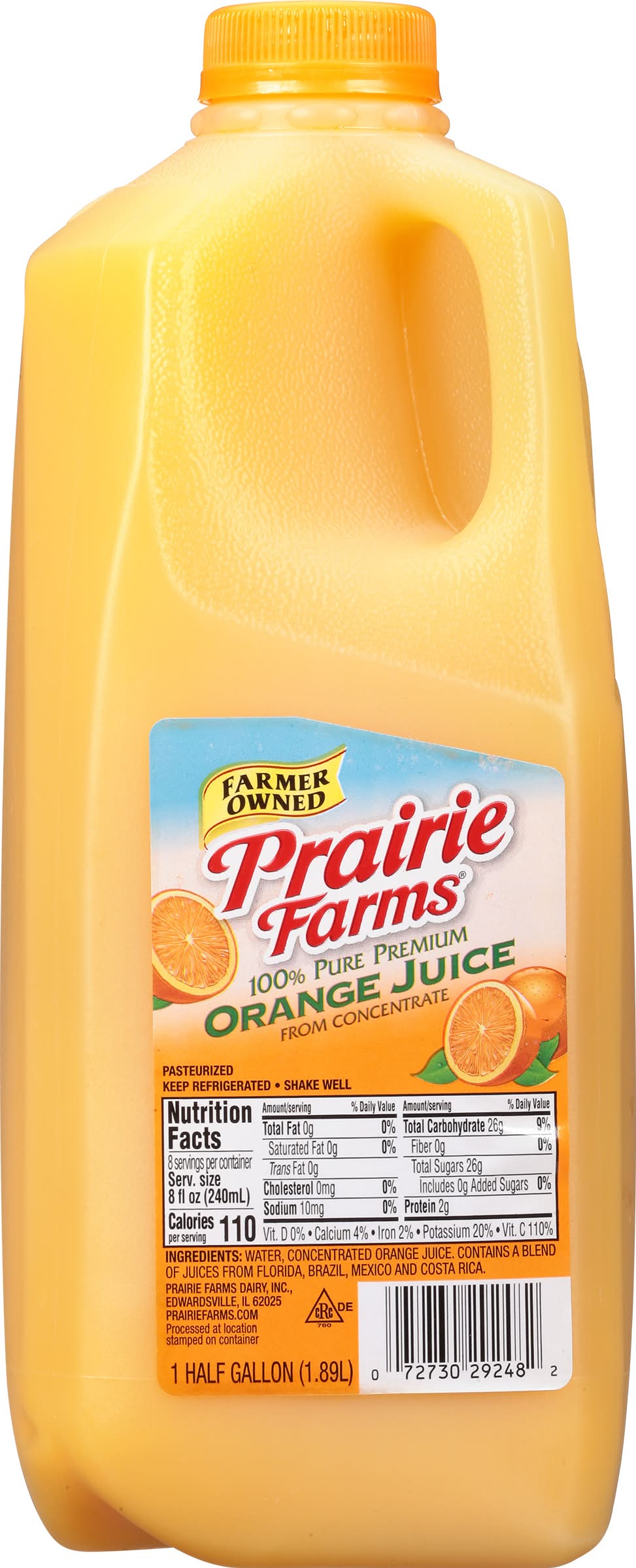 Prairie Farms 100% Pure Premium Juice, Orange (64 fl oz)