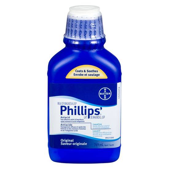 Philips phillips lait de magnésie ordinaire liquide (769 ml) - antacid,  original (769 ml), Delivery Near You