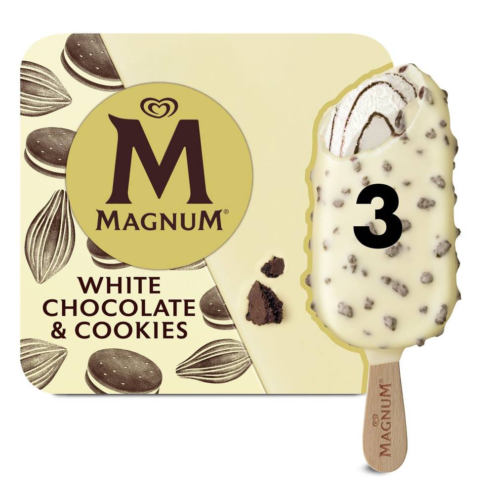Magnum - Glace bâtonnets (chocolat blanc - cookies)
