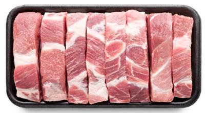 Meat Counter Pork Shoulder Country Style Ribs Boneless Over 3Lbs Service Case - 3 Lb