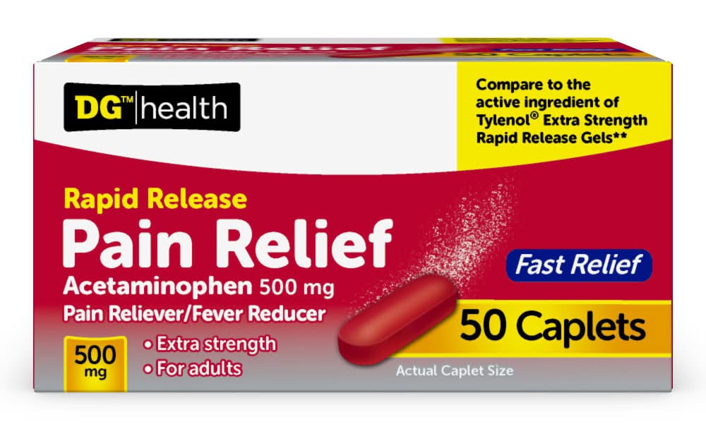 DG Health 500 Mg Rapid Release Pain Relief Caplets (50 ct)