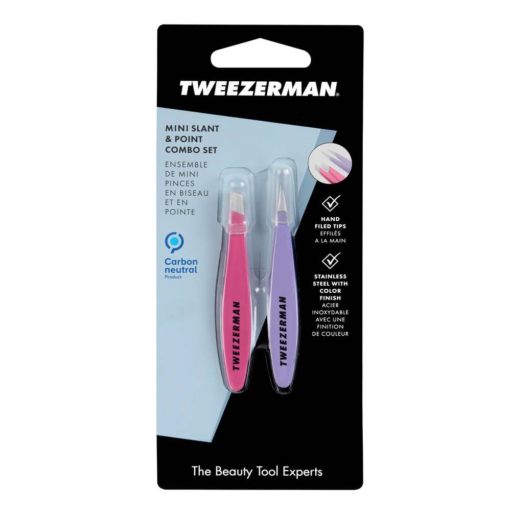 Tweezerman pinzas para depilar mini slant y point (blister 2 piezas)