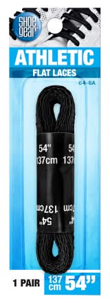 Shoe Gear Flat Athletic Shoe Laces, 54 in, Black