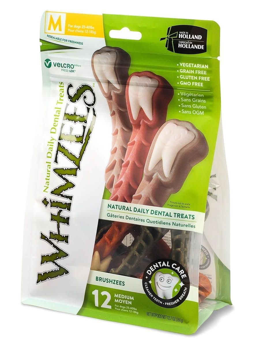 Whimzees · Premios cepillo de dientes para perro, M (12 un)