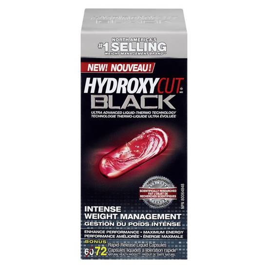 Hydroxycut Rapid-Release Liquid Capsules, Black Intense Weight Management (72 ea)
