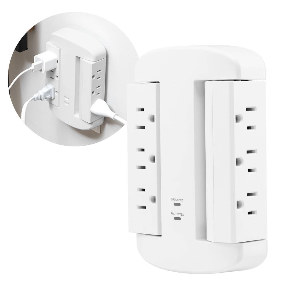 General Electric 6 Outlet Swivel Surge Tap Multi Plug Extender, White