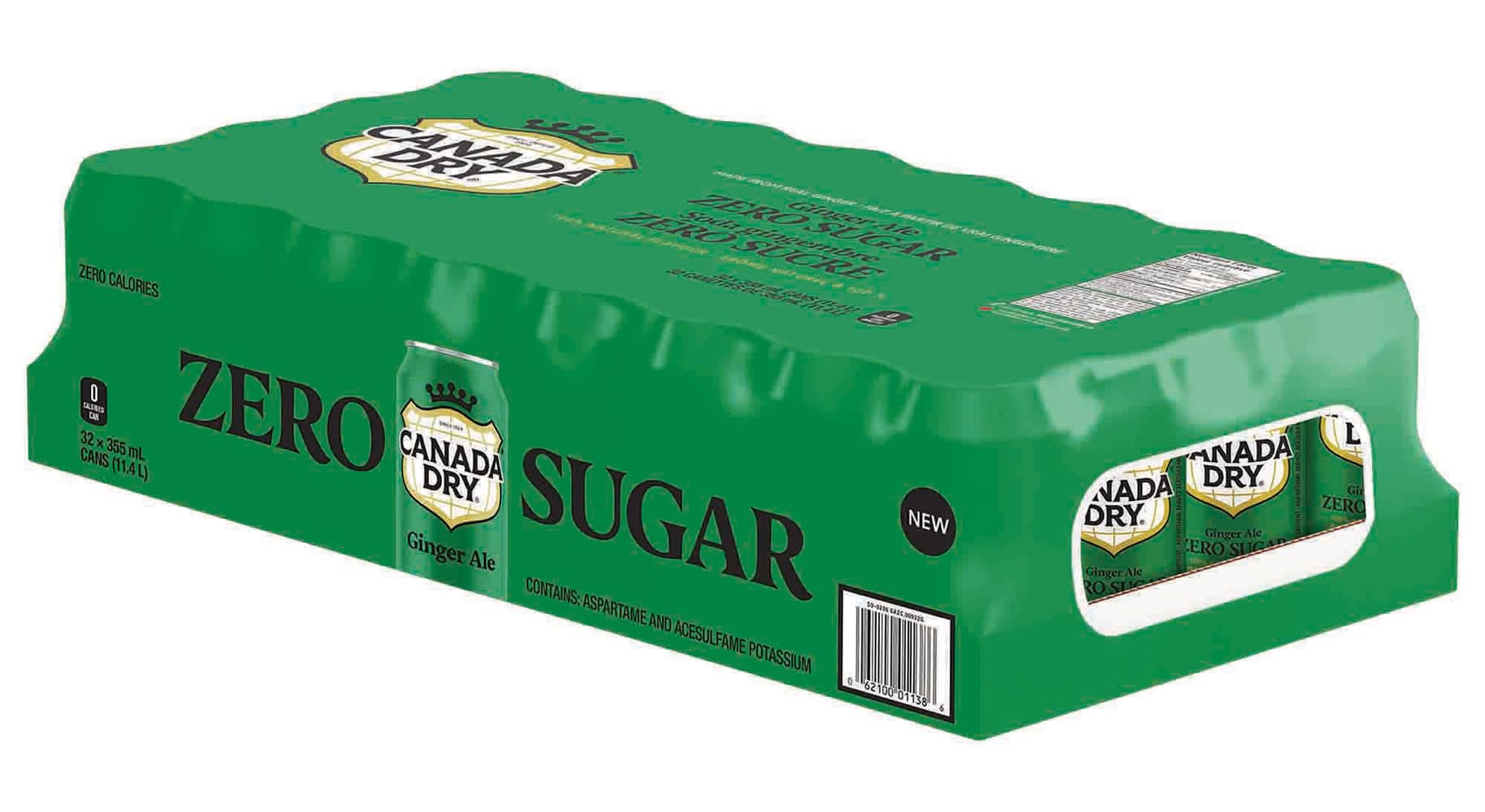 Canada Dry - Soda Gingembre Zero Sucre, 32 × 355 Ml / Canada Dry Ginger Ale Zero Sugar, 32 × 355 Ml
