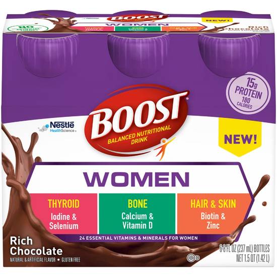 BOOST Women Balanced Nutritional Drink, Rich Chocolate, 6 CT