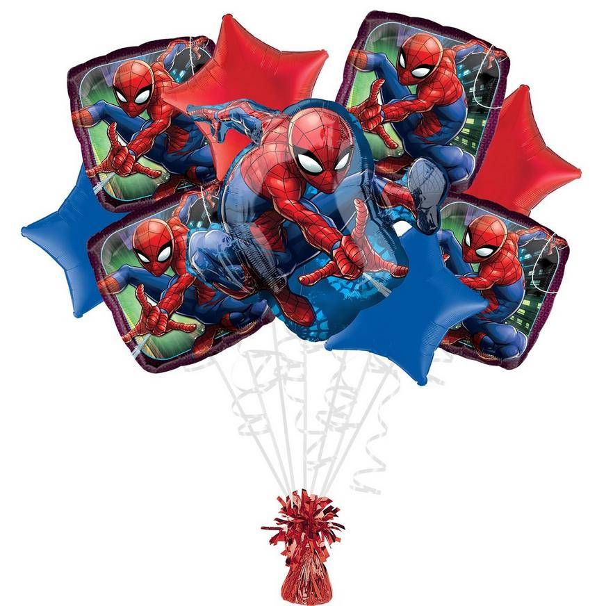 Uninflated Spider-Man Webbed Wonder Foil Balloon Bouquet, 5pc