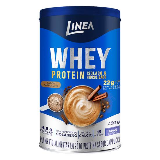 Linea suplemento alimentar em pó de proteína sabor cappuccino whey protein (450g)