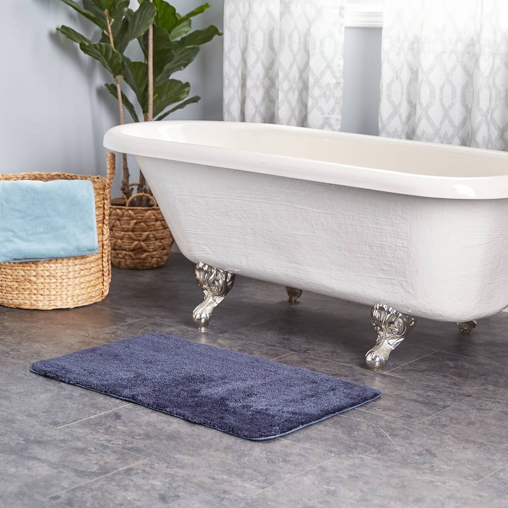 allen + roth 20-in x 34-in Navy Polyester Bath Rug | B2183306