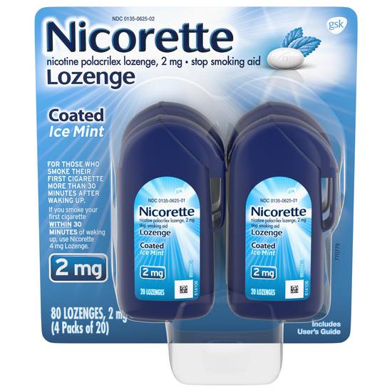 Nicorette Coated Nicotine Lozenge, Ice Mint, 2mg - 80 ct