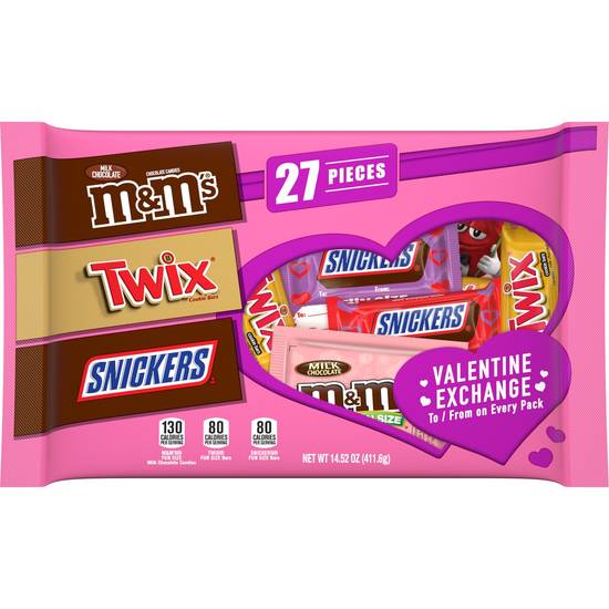 Order M&M'S, SNICKERS & TWIX Valentines Assorted Chocolate Candy, 27 Pieces food online from CVS store, JUPITER on bringmethat.com