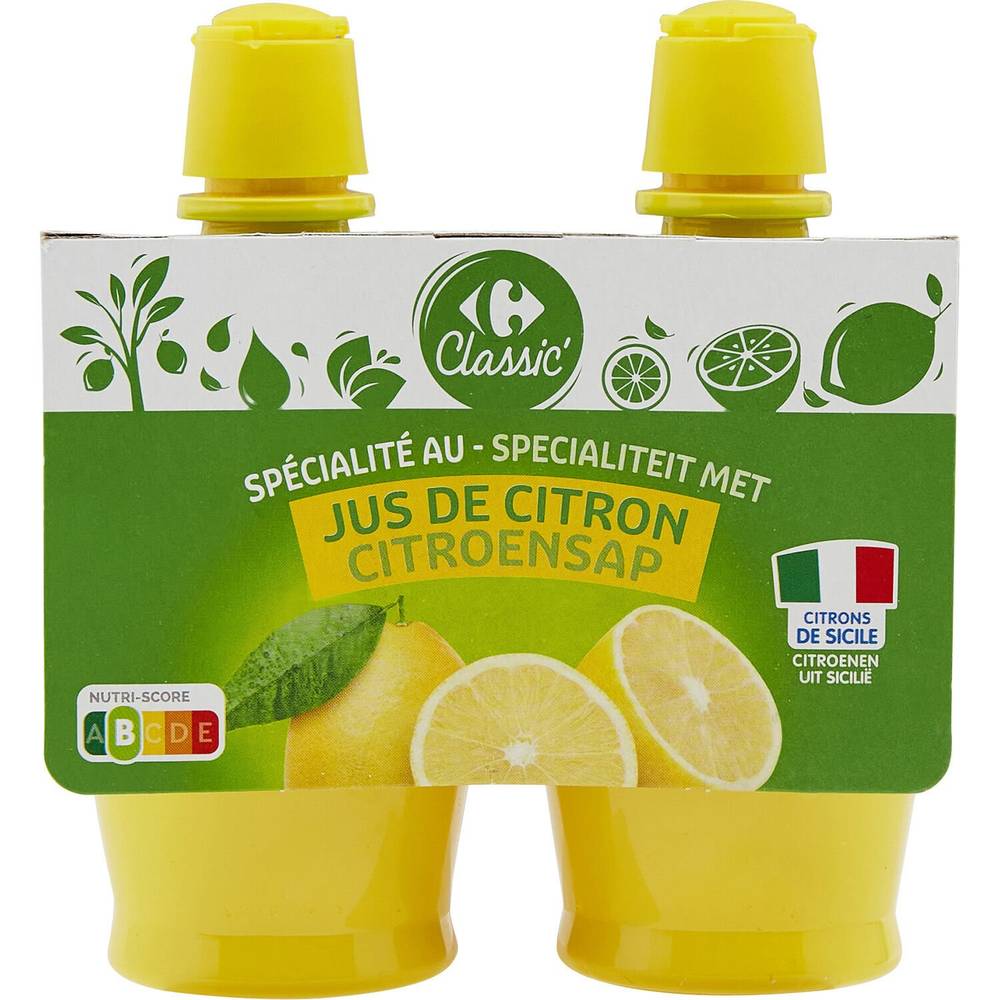 Jus de citron CARREFOUR CLASSIC' - les 2 bouteilles de 115mL