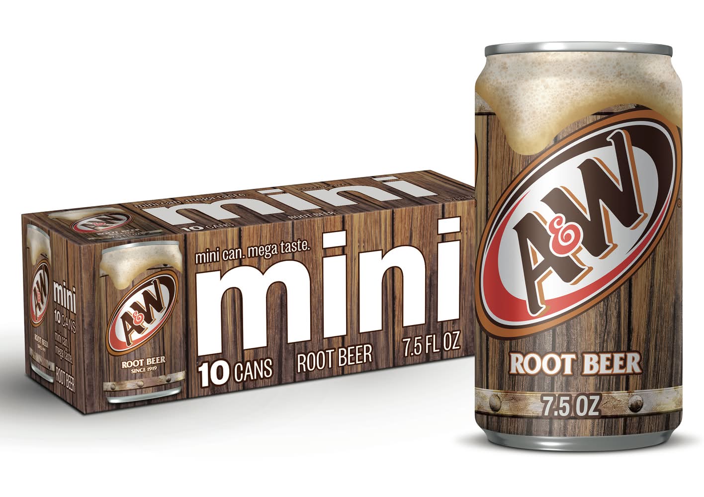 A&W Mini Root Beer Soda (10 x 7.5 fl oz)
