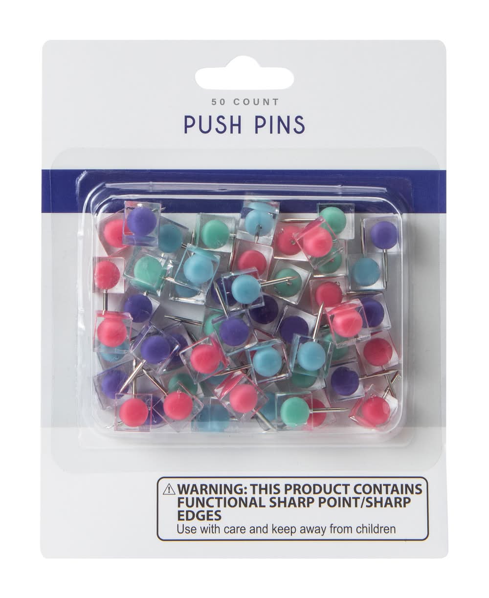 Push Pins 50-Count Blue/Multicolor