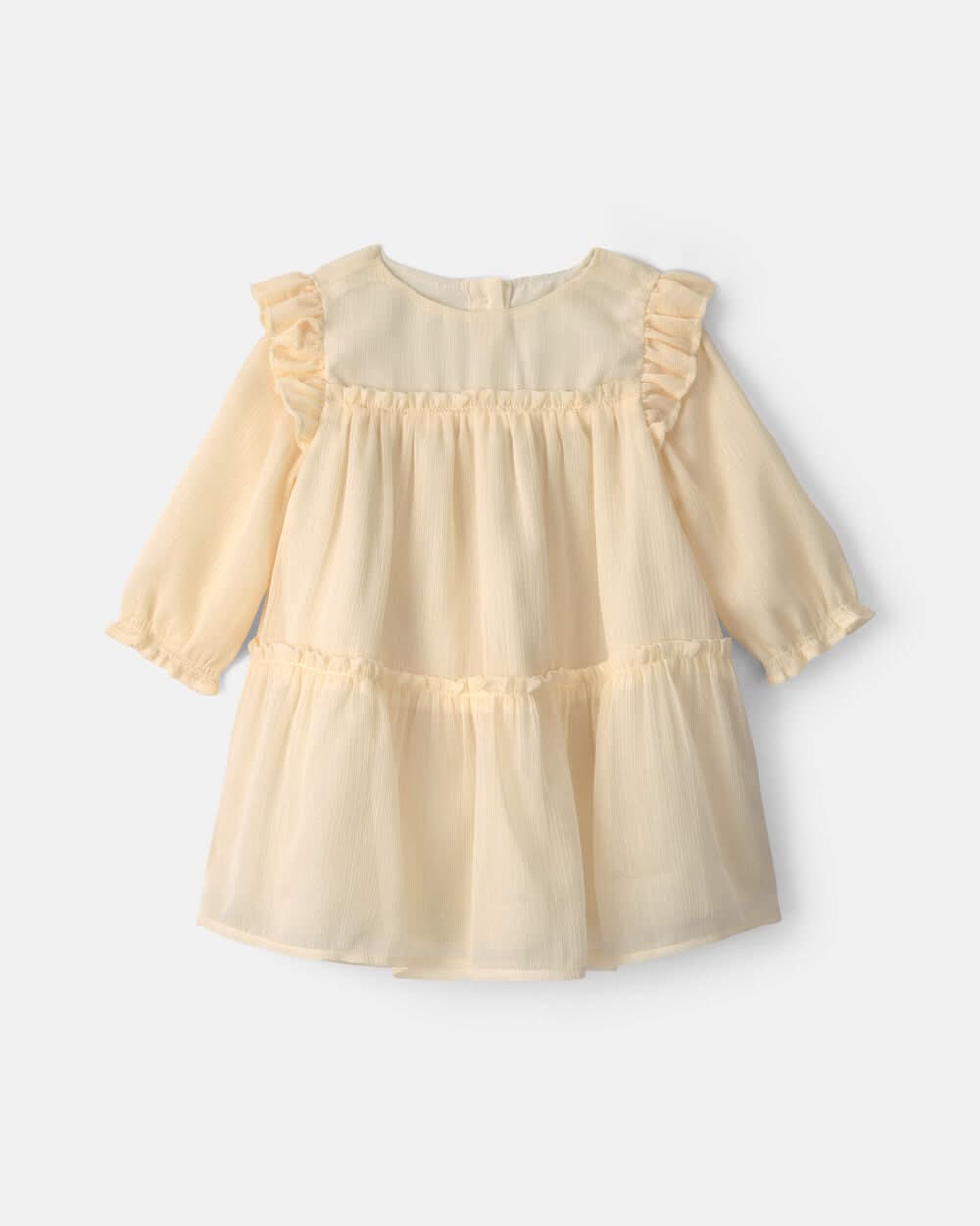 Baby Girl Shimmer Long-Sleeve Dress - Cream - 6M
