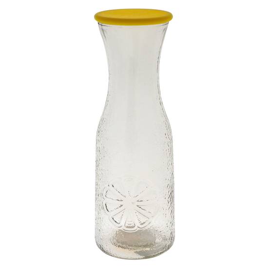 # Embossed Glass Pitcher With Plastic Lid (820 ML/ 27.7 OZ)
