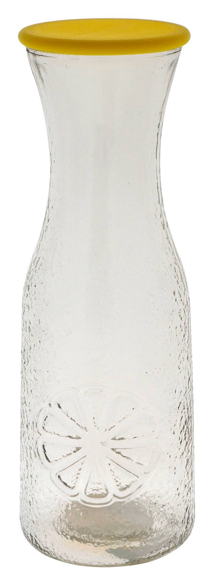 Embossed Glass Pitcher With Plastic Lid 27.7 oz