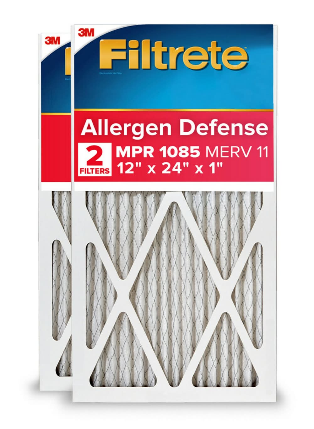 Filtrete 12 x 24 x 1 MERV 11 1085 MPR Allergens Pet Dander Electrostatic Pleated Air Filter 2 -Pack