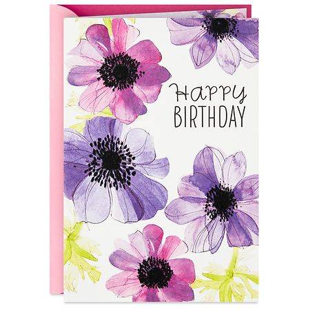 Hallmark Watercolor Flowers Birthday Card