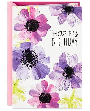 Hallmark Watercolor Flowers Birthday Card, 5x7.25 in