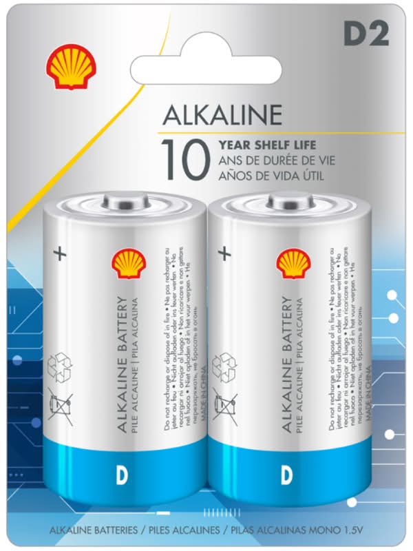 Shell Alkaline D Batteries 2-Pack