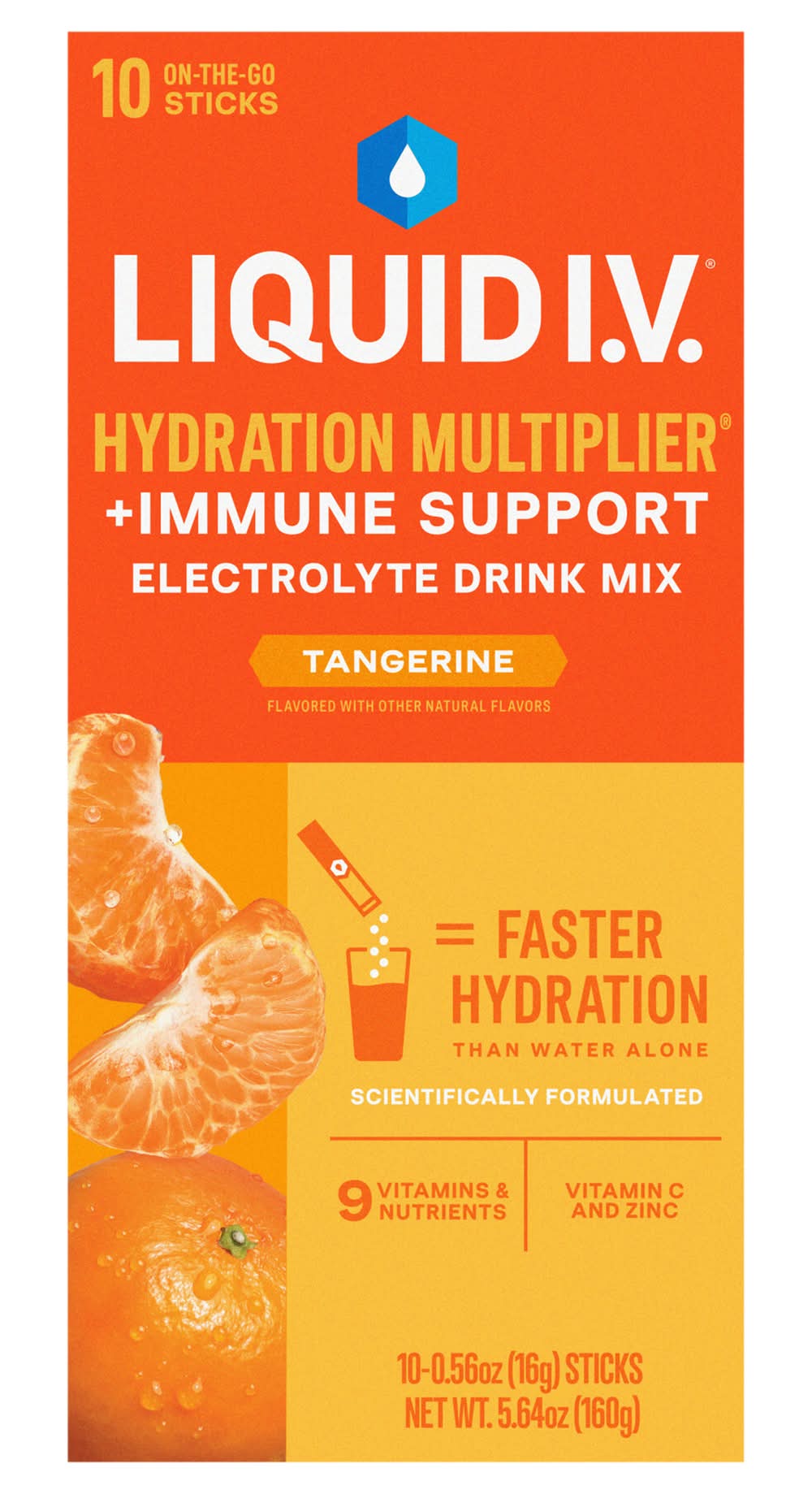 Liquid I.V. Hydration Multiplier Immune Support Drink Mix, Tangerine (5.64 oz, 10 ct)