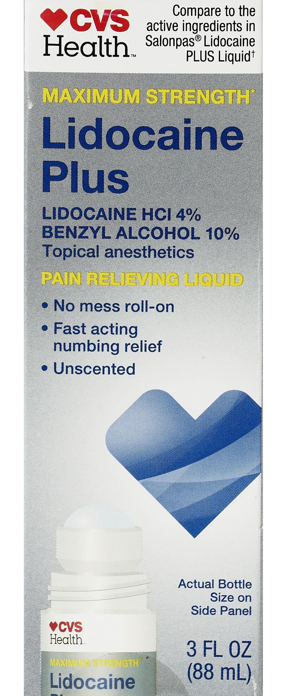 CVS Health Maximum Strength Lidocaine Plus Pain Relieving Liquid Roll-On (3 fl oz)