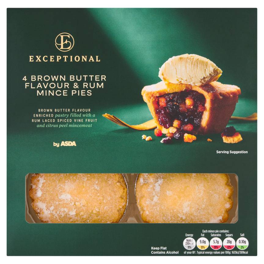 ASDA Brown Butter-Rum, Exceptional Mince Pies (4 pack)