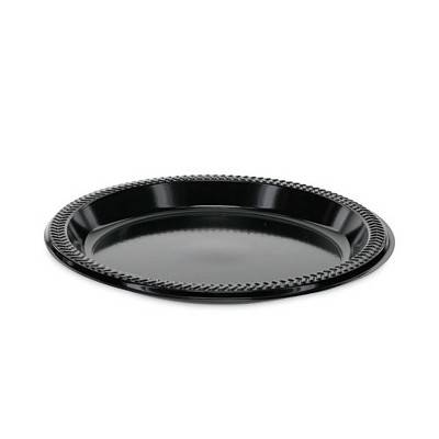 Pactiv Evergreen Prairieware Impact Plastic Dinnerware, Plate, 8.88" dia, Black, 400/Carton