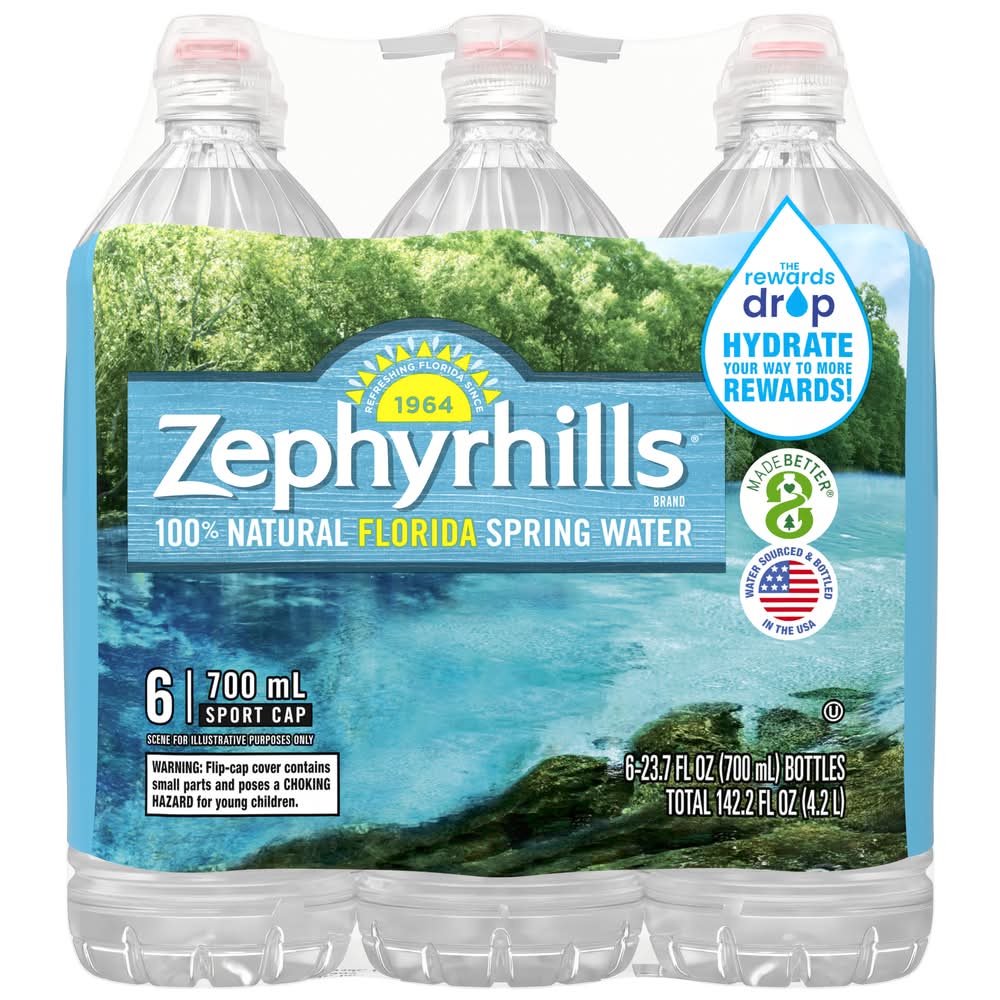 Zephyrhills Natural Spring Water (6 x 23.7 fl oz)